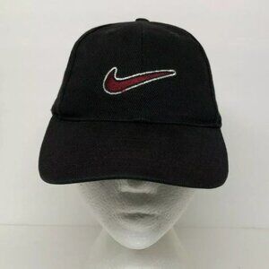 Vintage 90s Nike Kids Hat Cap Snapback Black Embroidered Swoosh One Size